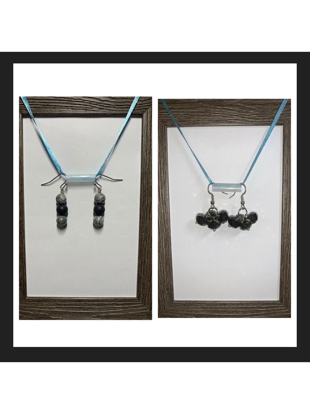 2 Handmade Pairs Of Stone And Crystal Earrings